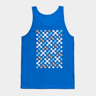 Pink crosses and circles on a blue background Tank Top